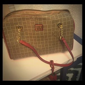 Anne Klein lion logo satchel